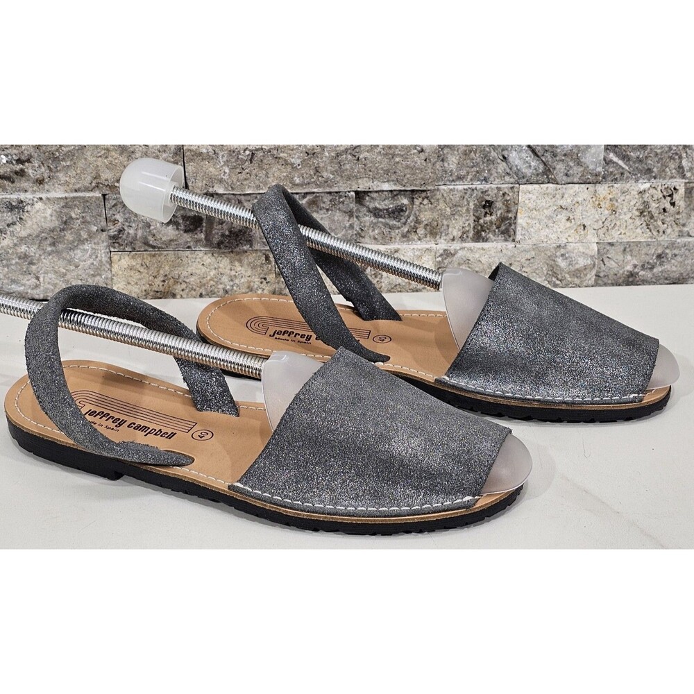 Jeffrey Campbell Ibiza Slingback Sandals Gray Nubuck Flats Women's 40 | US 9-9.5 - Picture 7 of 12